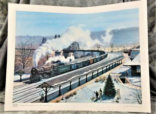Vtg Howard Fogg Print P & Le " Beaver Station And Ohio River Bridge In 1949 "
