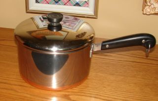 Vintage 4 Qt Revere Ware Copper Clad Sauce Pan Pot With Lid Pre 1968