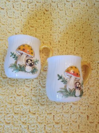 Set Of Two Vintage Merry Mushroom Coffee Cups,  Sears And Roebuck Co.  1976