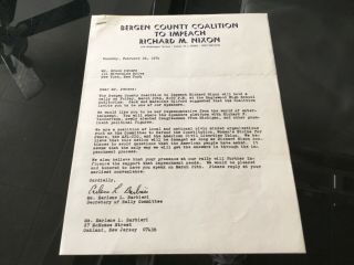Impeach President Richard Nixon 1974 Signed Letter Sent To Actor Brock Peters