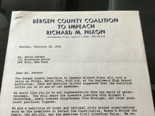 IMPEACH PRESIDENT RICHARD NIXON 1974 Signed Letter Sent To Actor Brock Peters 2