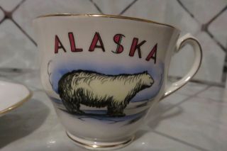 ALASKA Cup & Saucer Polar Bear by Queen Anne Bone China England Rare Vintage 3
