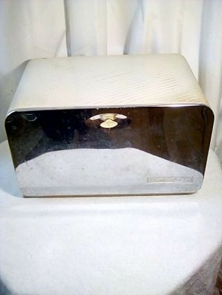 Vintage Lincoln Beautyware Chrome/white Bread Box Made In The Usa