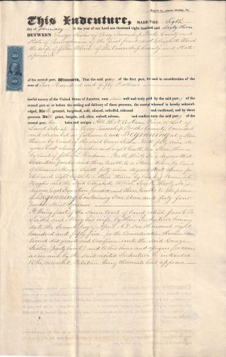 1863 Berks County Pennsylvania Indenture Document - George Fisher,  John Ulrich