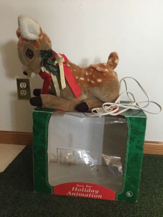 Vintage Santa’s Best Animated Baby Fawn Animated Deer Christmas Reindeer W/box