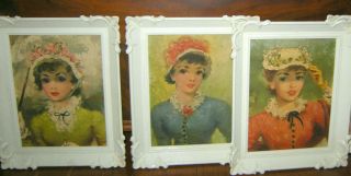 3 Vintage 8 X 10 " Framed Portraits Victorian Ladies,  Macy 