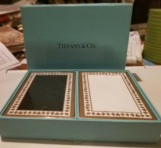 Vintage Tiffany & Co Double Deck Boxed Playing Cards Black White Gold -