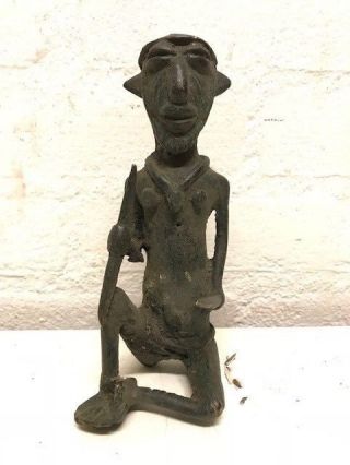 180202 - Tribal African Bronze Dogon Farmer Figure - Mali.