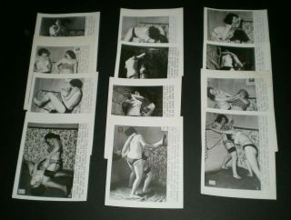 Set Of 12x Vintage Catfight/wrestling 4x5 Photos - Original/girl/pinup/nude