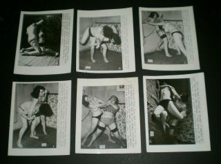 SET of 12x Vintage CATFIGHT/WRESTLING 4x5 Photos - Original/Girl/PinUp/Nude 3