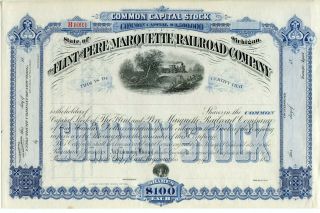 9cc840 Rp 1850s/1880s Flint & Pere Marquette Railroad Stock Certificate