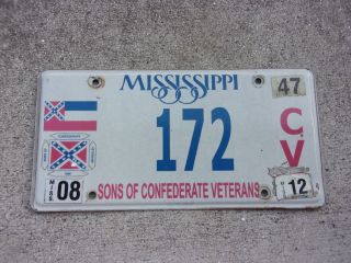 Mississippi 2012 Sons Of Confederate Veterans License Plate 172