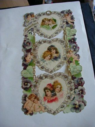 Vintage Large 3 Panel Valentine Card Raphael Tuck & Sons Girls