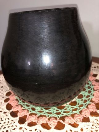 Santa Clara Pueblo Pot By Birdell Bourdon - Black - Hand Coiled