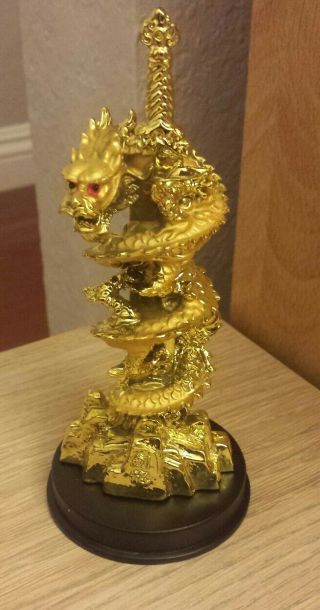 Chinese Asian Feng Shui Zodiac Golden Dragon Small Figurine Decor Collectible