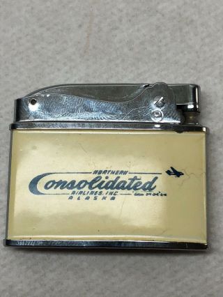 Vintage 1960 ' s Northern Consolidated Airlines Flat Advertising Penguin Lighter 2