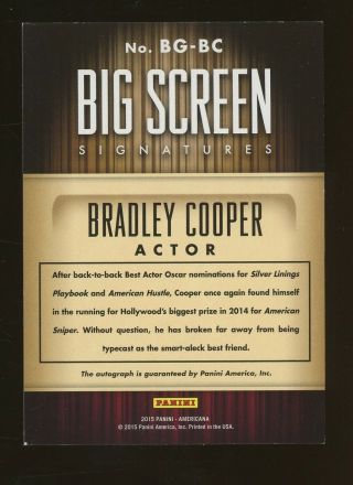 2015 Panini Americana Big Screen Bradley Cooper AUTO 41/99 2