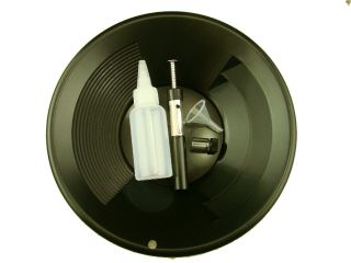 1 - 10 " Black Gold Pan - 5 " Snuffer Bottle - Magnet Tool - Funnel & 1 " Vial