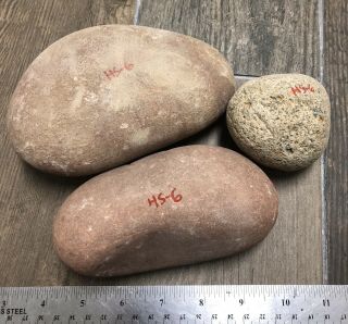Hs•6 Natural Hammer Stone Percussion Flint Knapping Set Of 3 Large Medium Small
