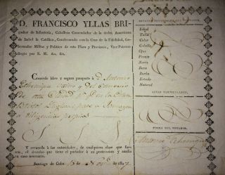 1827 Antilles Colonial Spain Passport Document Cuba to Jamaica on English Ship 3