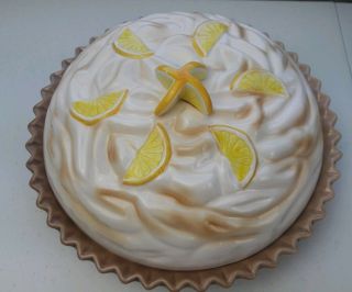 Lemon Slices Meringue Pie Plate Lid & Marie Callender Pie Plate Ceramic 12 Inch