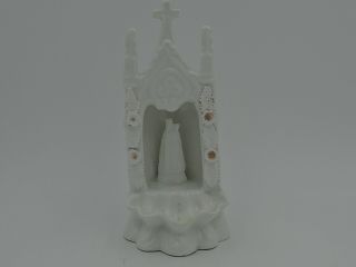 Antique French White Ceramic Holy Water Font Madonna & Child Benitier Religious