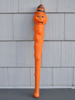 Vintage Halloween Pumpkin Jack - O - Lantern Blow Mold Club Or Bat