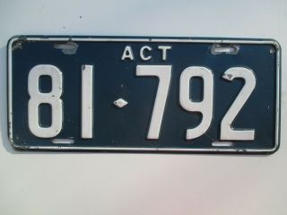 1960s Australian Capital Territory Passenger 81 - 792 License Plate