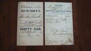 Central England Ry W Suffield Simsbury 1905 Invoice & 1906 Empty Car Form