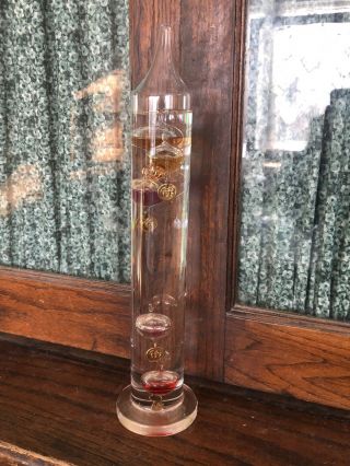 Galileo Crystal Glass Thermometer Liquid Floating 5 Colorful Spheres Balls
