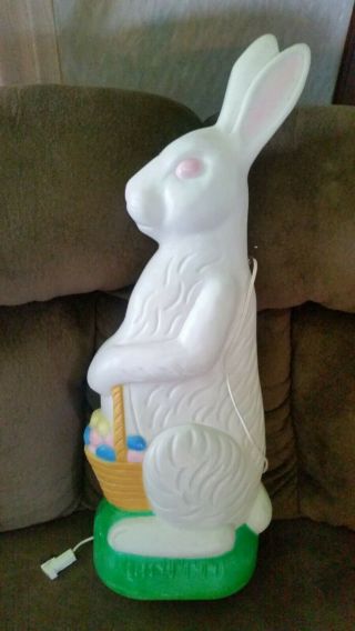 Vintage Don Featherstone Easter Blow Mold Bunny W/ Basket Of Eggs