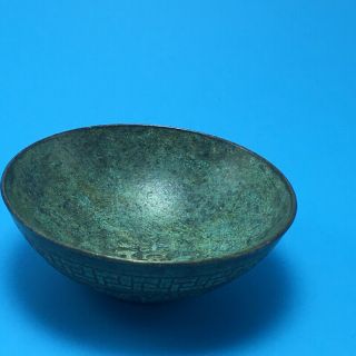 Marked Old Chinese Dynasty Bronze Wealth Dragon Lucky Statue Bowl Bowls Cup