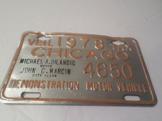 Vintage 1978 Chicago Il Vehicle License Plate Tax Tag Motorcycle Bike Bicycle
