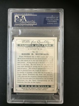 1930 W.  D.  & H.  O.  Wills Famous Golfers: Roger Wethered 24 PSA Grade 7 2