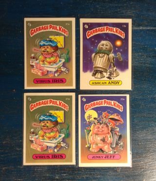 1985 Series 1 Garbage Pail Kids Set Of 4 Matte & Glossy Back Cards