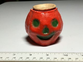 Vintage Halloween Paper Mache Jack O Lantern Pumpkin Nut / Candy Cup