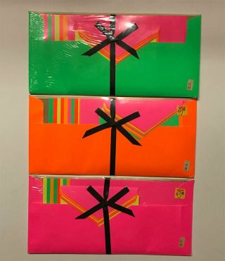 True Vintage Set Of 3 Packs Of Day - Glo Stationary 1985