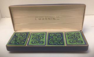 I Magnin Vintage 4 Deck Set Of Playing Cards In Clam Shell Case