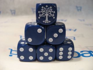 Lord Of The Rings Lotr Tmg Combat Hex Dice - Blue Gondorian (solid) X 6