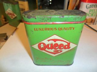 Vintage Queed Tobacco Vertical Pocket Tin 3.  5 " /4.  25 Tall Full 1917 Stamp Fair