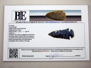 Fine Authentic 3 1/2 Inch Collector Grade Kentucky Dovetail Point Arrowheads 6