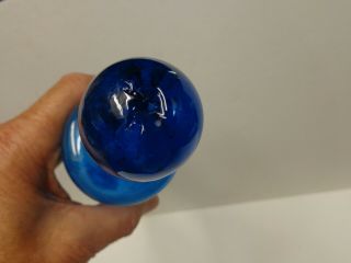 Vintage Blue Blown Glass Rolling Pin 4
