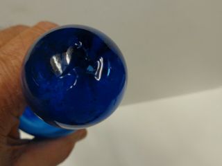 Vintage Blue Blown Glass Rolling Pin 5