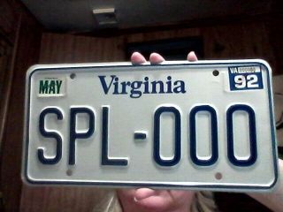 1992 Virginia Sample License Plate