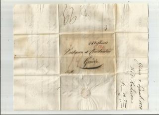Stampless Folded Letter: 1820 Genova,  Italy Red Sl