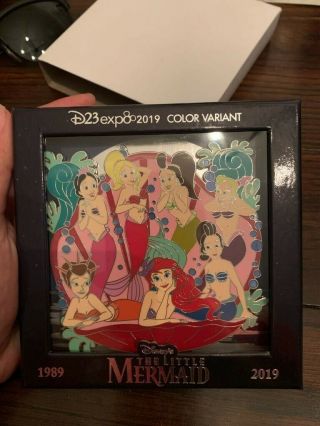 Disney D23 Expo 2019 Little Mermaid 30th Anniversary Ariel And Sisters Jumbo Pin