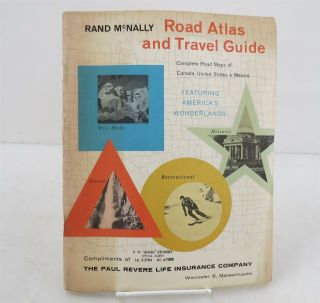 1962 Rand Mcnally Road Atlas & Travel Guide Vintage Us State Canada Mexico Maps
