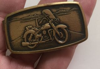 Vtg Men’s Gift Rare 1940’s Harley Davidson 3d Motorbike Brass Money Clip Sh