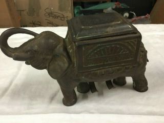 Antique Art Deco Cast Iron Elephant Cigarette Holder Dispenser