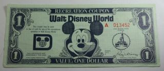 1971 A Walt Disney World Disney Dollar Recreation Coupon